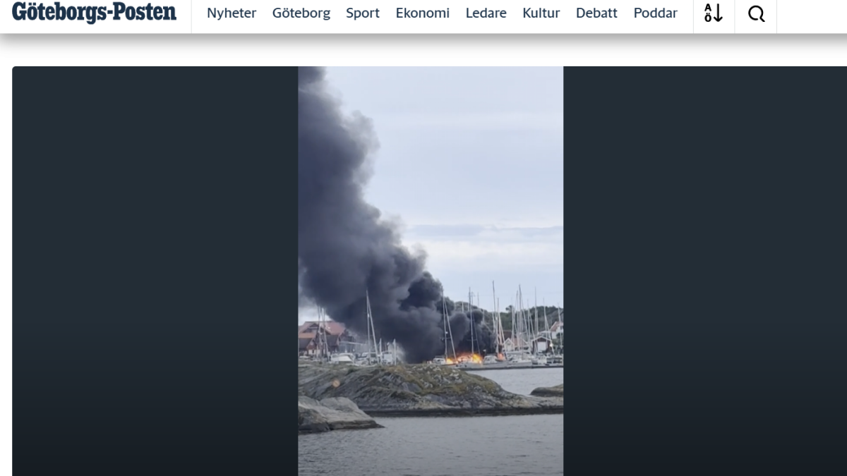 Brand i hamn på Tjörn: sex båtar brann